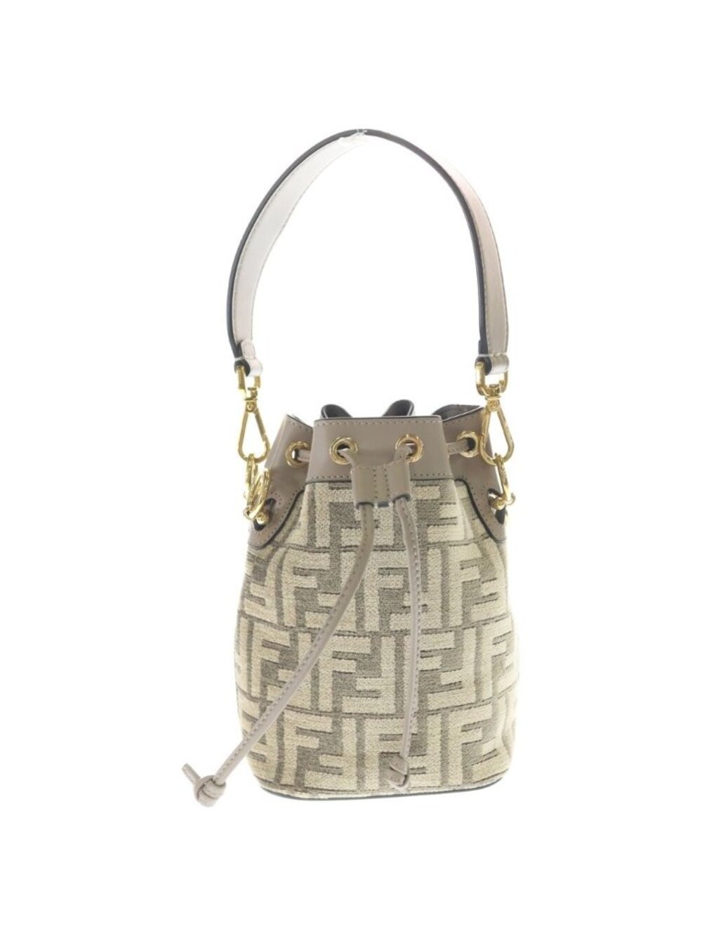 Fendi Zucca Pattern Montresor Canvas Leather 2-Way Bag Gold Beige